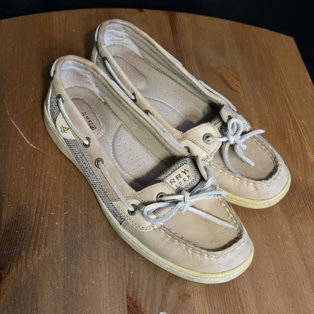 Sperry Top-Sider Womens Tan Beige Brown Boat Shoes Lace-Up Round Toe US 8